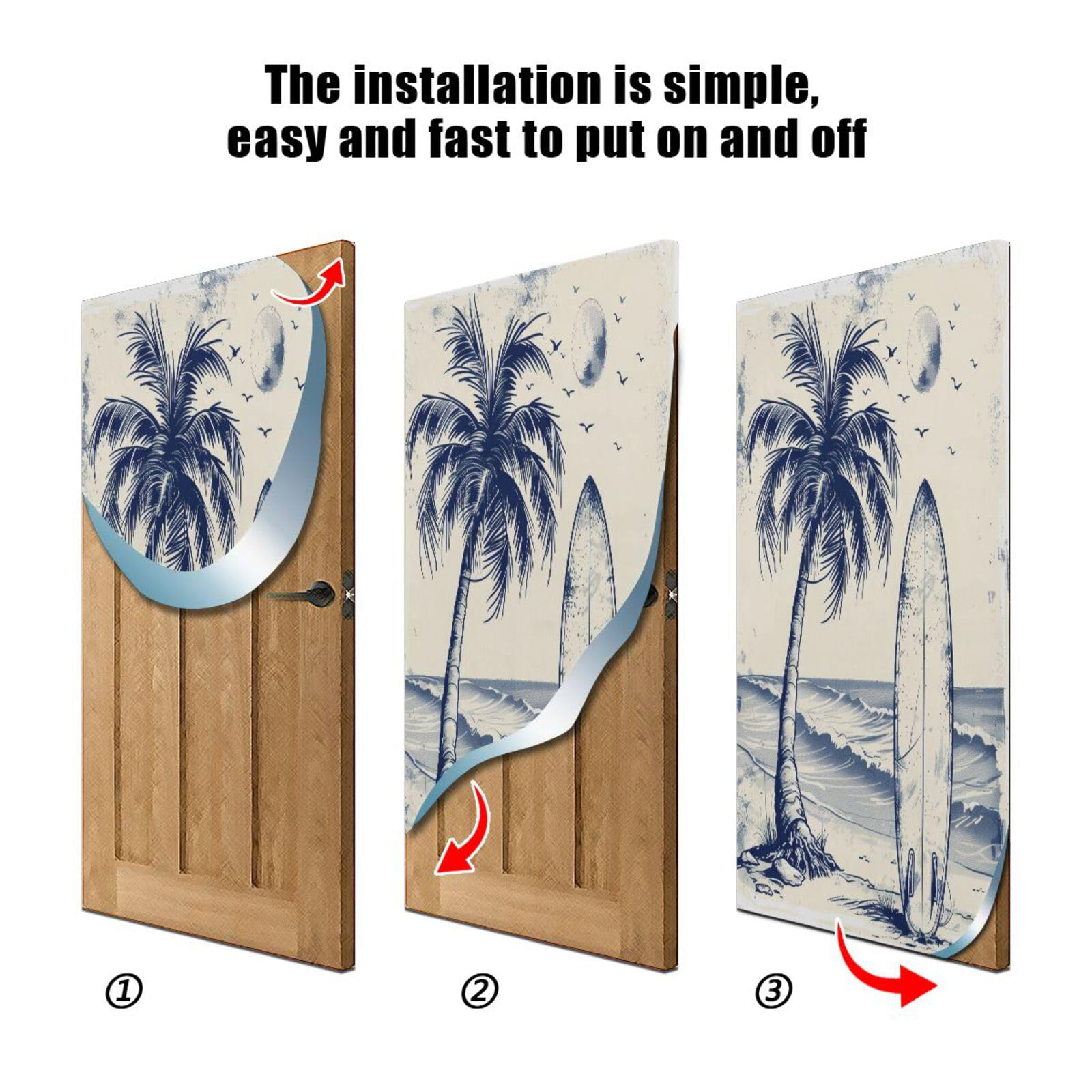 FLildon Beach Surfboard Door Cover Decoration, Party Accessory Porch Decor for Festive Ornament Room Door Covers 35 x 79 Inch