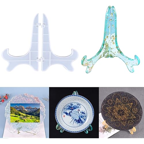 Mulukaya Display Stand Epoxy Resin Silicone Mold Plate Holder Casting Molds for DIY Making Pictures Frame Book Holder Home Ornaments Project