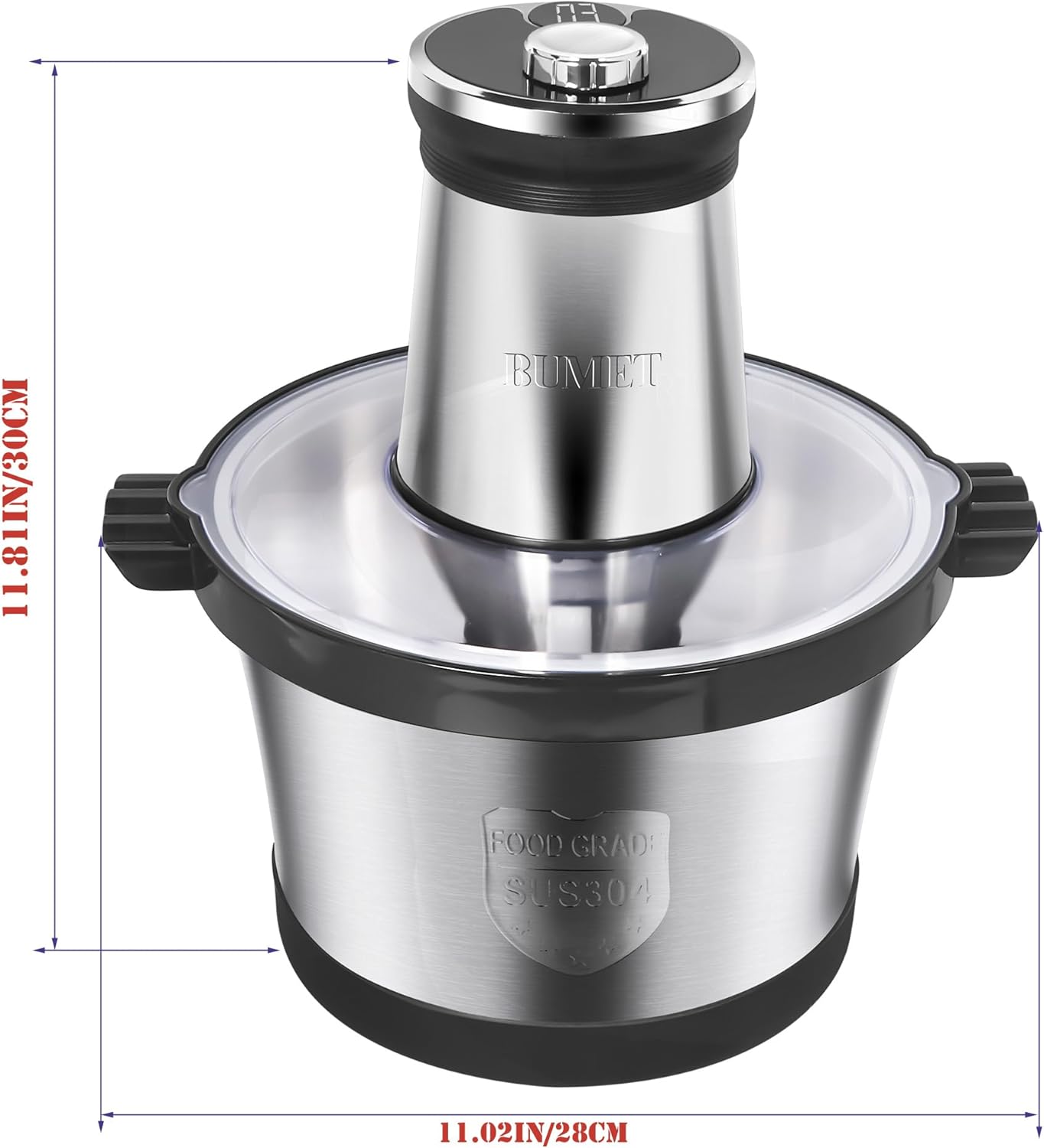 16 cup steel bowl 850W Electric Food Processor,LED timer. 3-Tiered 6 Cutting Edges blade for mincing, chopping,Ideal as meat grinder,fresh vegetables chopper,pet food process in kitchen.