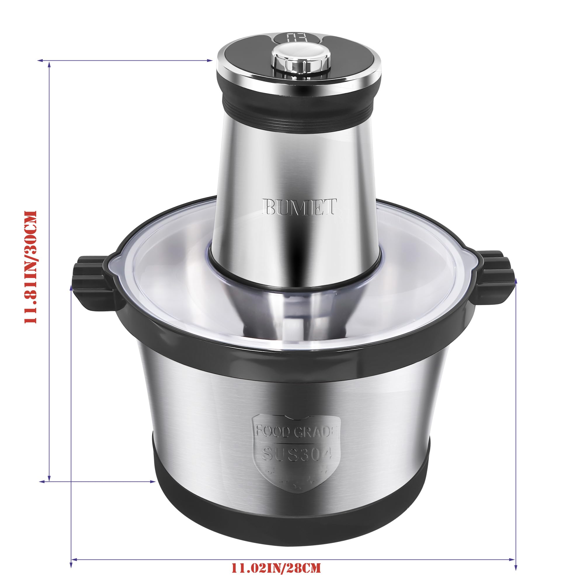 BUMET - Picadora eléctrica de alimentos de 850 W para alimentos con temporizador LED