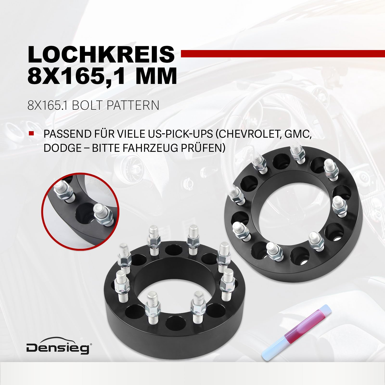 2 Stück 5,1 cm geschmiedete Spurverbreiterungen – 8 x 165,1 mm 8 Lug mit 126,15 mm Mittelbohrung – Schwerlast-LKW-Legierung Nabenzentrisches Abstandshalter Kit für Pickup