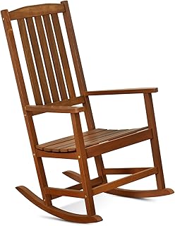 FURINNO Tioman Hardwood Patio Furniture Rocking Chair in Teak Oil, Natural