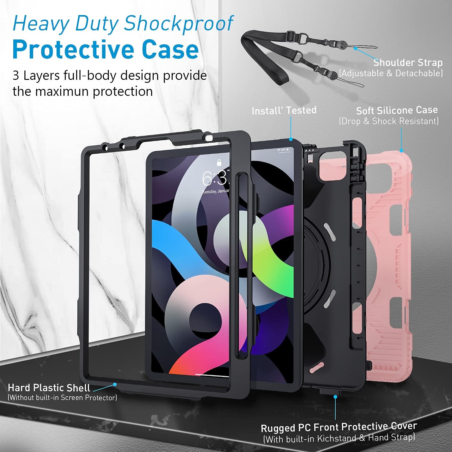 Onе-Dау Sаlе: Uр tо 60% оƒƒ GROLEOA iPad Air 4th Generation Case with Pencil Holder: iPad Air 4 10.9 inch 2020 Case Military Grade Shockproof Silicone Protective Cover + Rotating Stand + Handle Shoulder Strap,Pink… Onе-Dау Sаlе: Uр tо 50% оƒƒ GROLEOA iPad Air 4th Generation Case with Pencil Holder: iPad Air 4 10.9 inch 2020 Case Military Grade Shockproof Silicone Protective Cover + Rotating Stand + Handle Shoulder Strap,Pink…