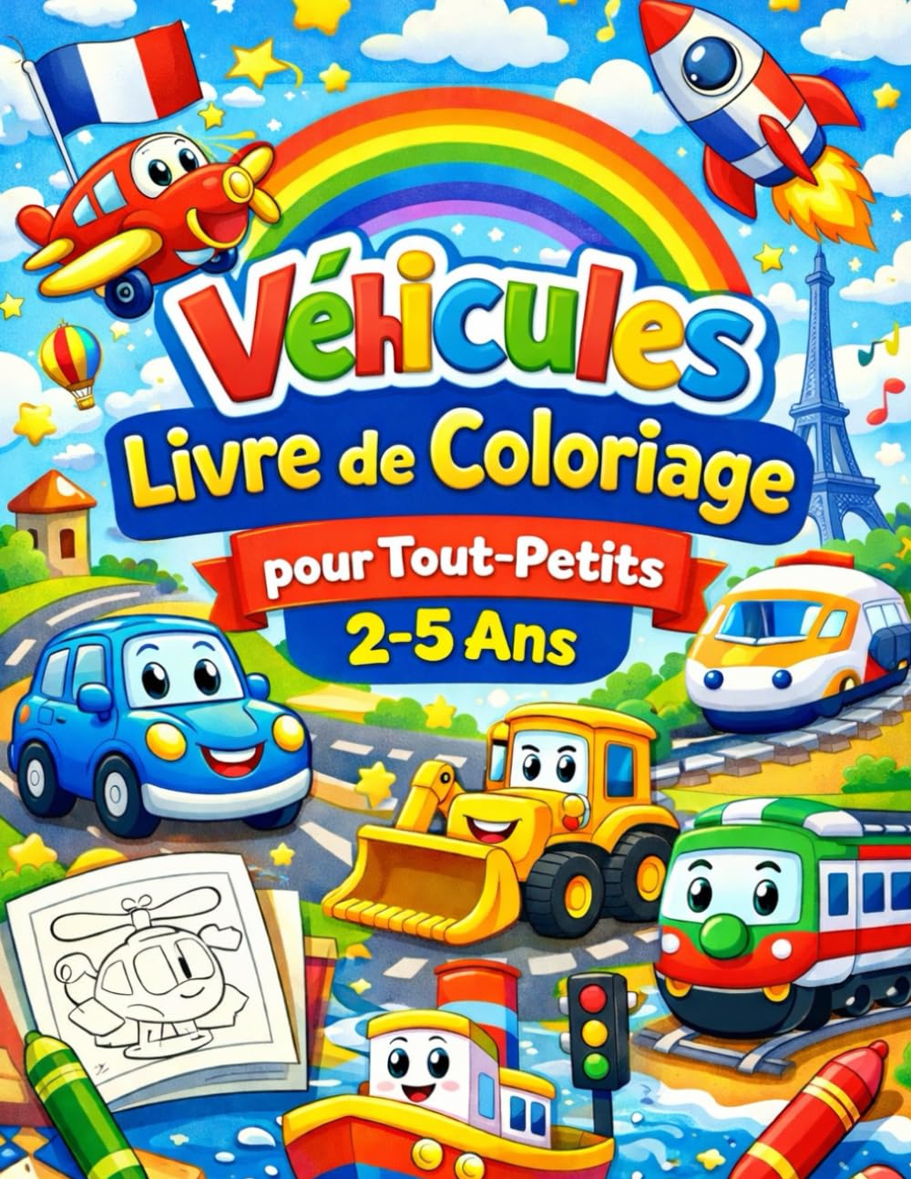 Véhicules – Livre de Coloriage pour Tout-Petits (2–5 ans): 40 dessins simples et amusants pour les petites mains