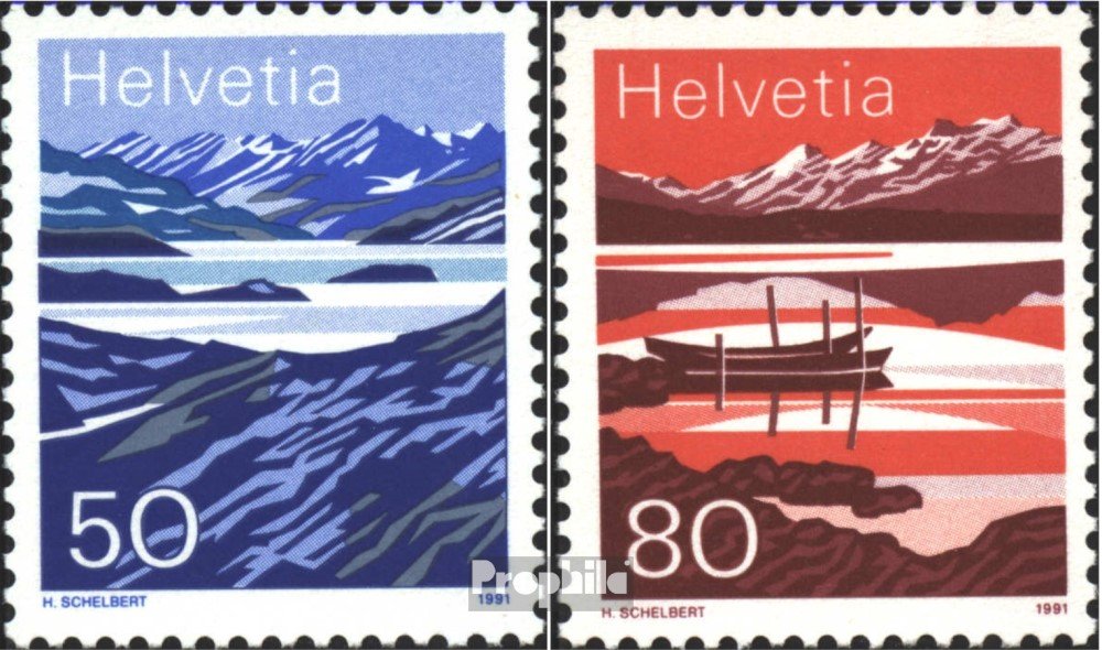 Prophila – Timbres Suisse 1991 Lacs De Montagne N°1459-1460 – édition Complète Oblitérée