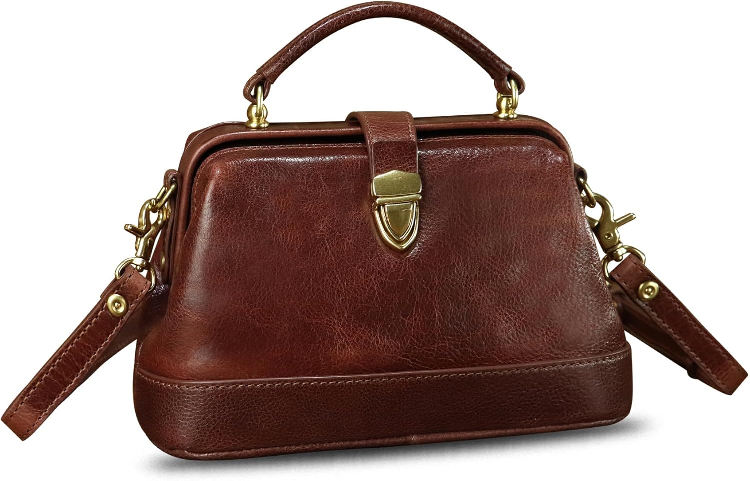 Genuine Leather Small Purses and Handbags for Women Designer Vintage Doctor Style Crossbody Bag Shoulder Satchel Phone Bag - Image 2