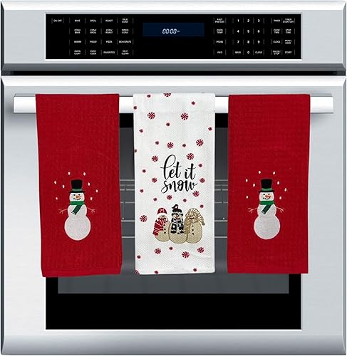 Miniatura 10 de Toallas de cocina navideñas un árbol cardenal, un cardenal y un ángel cardenal 3 piezas 100% algodón tejido plano