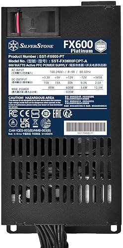 Vista 15 de SilverStone Technology FX600 Platinum Cybenetics Platinum 600W FlexATX Fuente de alimentación (SST-FX600-PT)