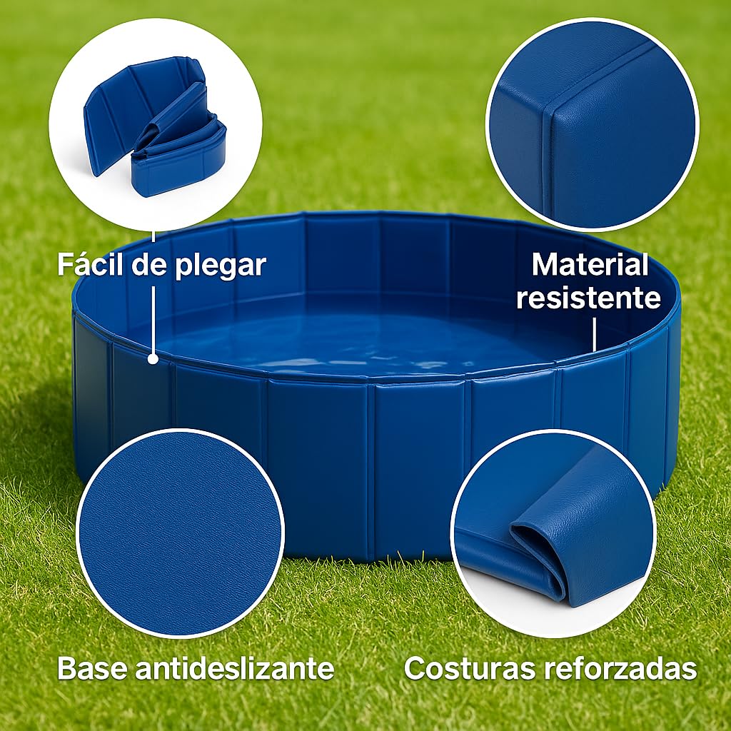 Piscina para Perros Grandes y Pequeños 80x20cm - Desmontable Rígida con Baño para Mascotas - Refrescar en el Verano