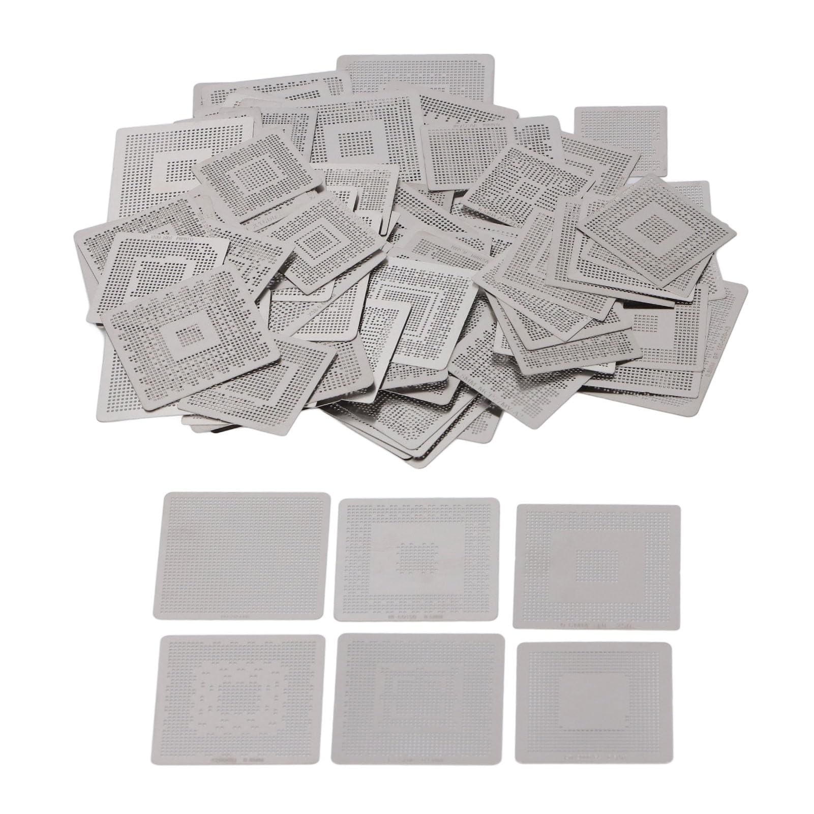 BGA Rework Net 144 Pcs BGA Universal Reballing Rework Net Stencils Steel Template Mesh Directly Heat Set Kit for Laptop Desktop BGA Reballing Stencils 304 Stainless Steel Mesh