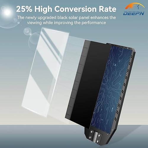 Miniatura 6 de Deepn Farolas solares para exteriores, luces solares de estacionamiento de 9500 W, 360000 lúmenes, luces solares para exteriores, IP67, impermeable,