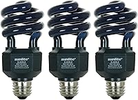 Vista 1 de Sunlite 05645-SU CFL - Bombilla negra (BLB), perfecta para Halloween, luz negra en espiral, 20 vatios, 120 voltios, base media (E26), 463 nm
