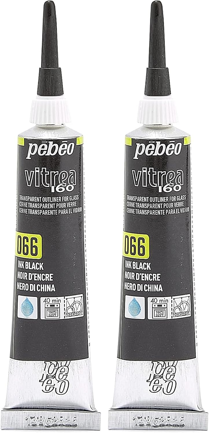 Pebeo Vitrea 160, (Set of 10) Assorted Glass Paint Outliners, 20 ml Tubes 0.67 fl oz (Pack of 10)
