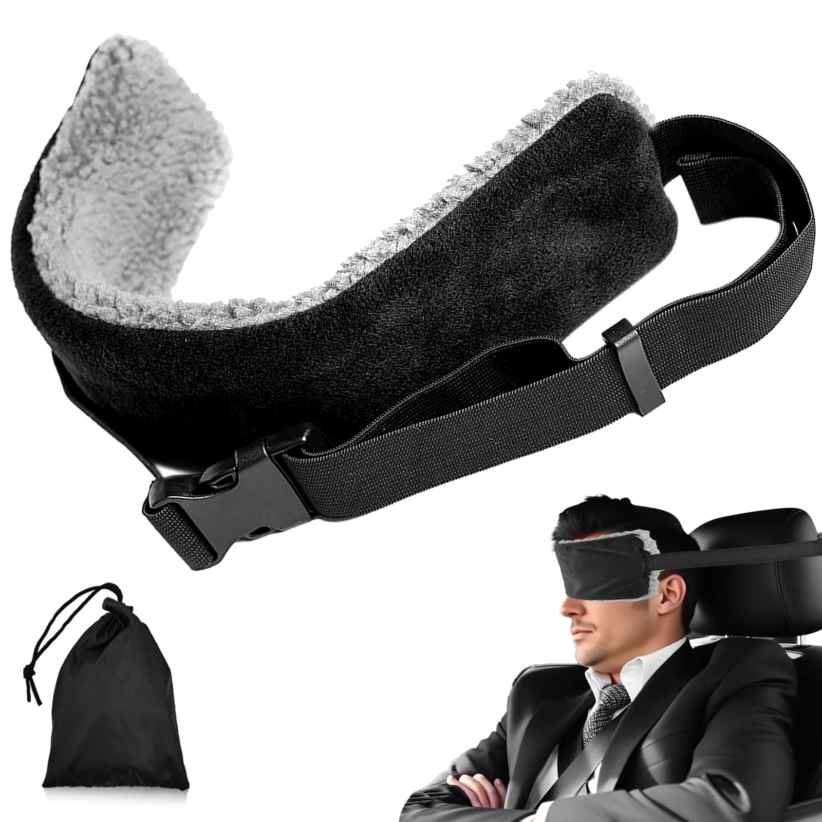 HZHSGLY Airplane Head Strap, Head Rest Eye Mask Airplane Pillow, Adjustable Head Support Strap for Airplanes