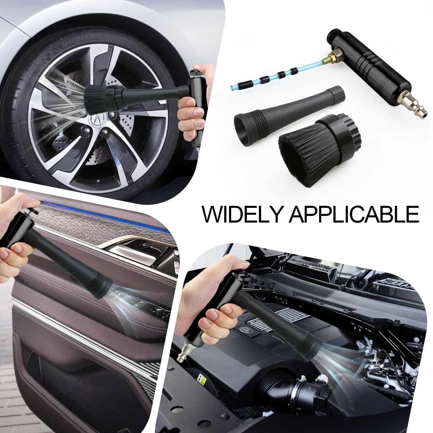 5 Piezas Ausblaspistole Druckluft Blowgun Para Limpieza De Coche Cuerpo Robusto Empuñadura Cómoda Operación Por Pulsación Con 2 Boquillas Para Aspirado De Polvo Y Detallado Automotriz