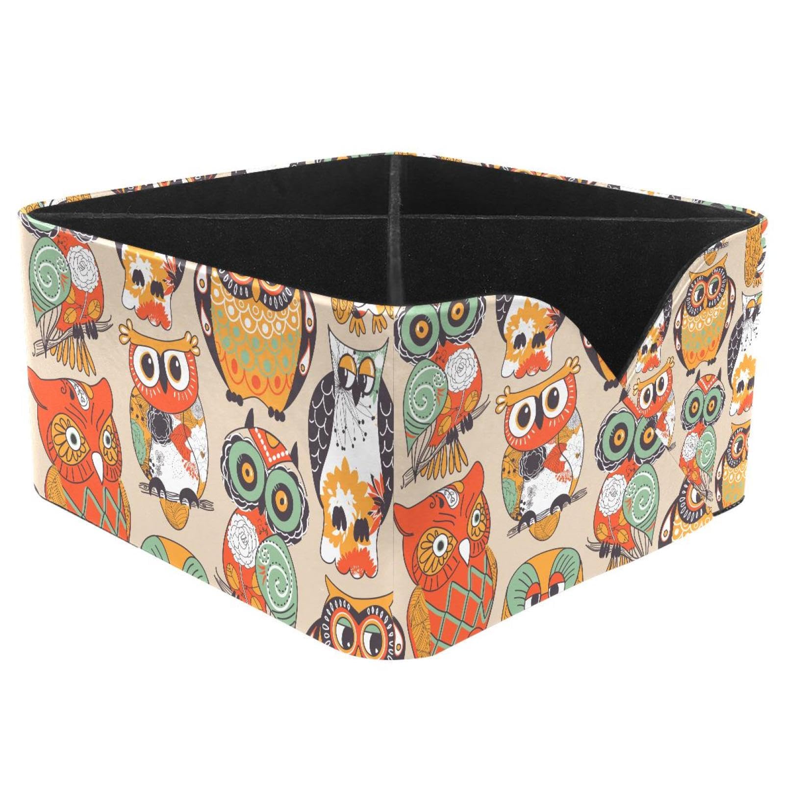 KengjuTesu Owls Desktop Organizer Pen Holder, Rectangular Pencil Cup for Office, Study and Makeup Stations