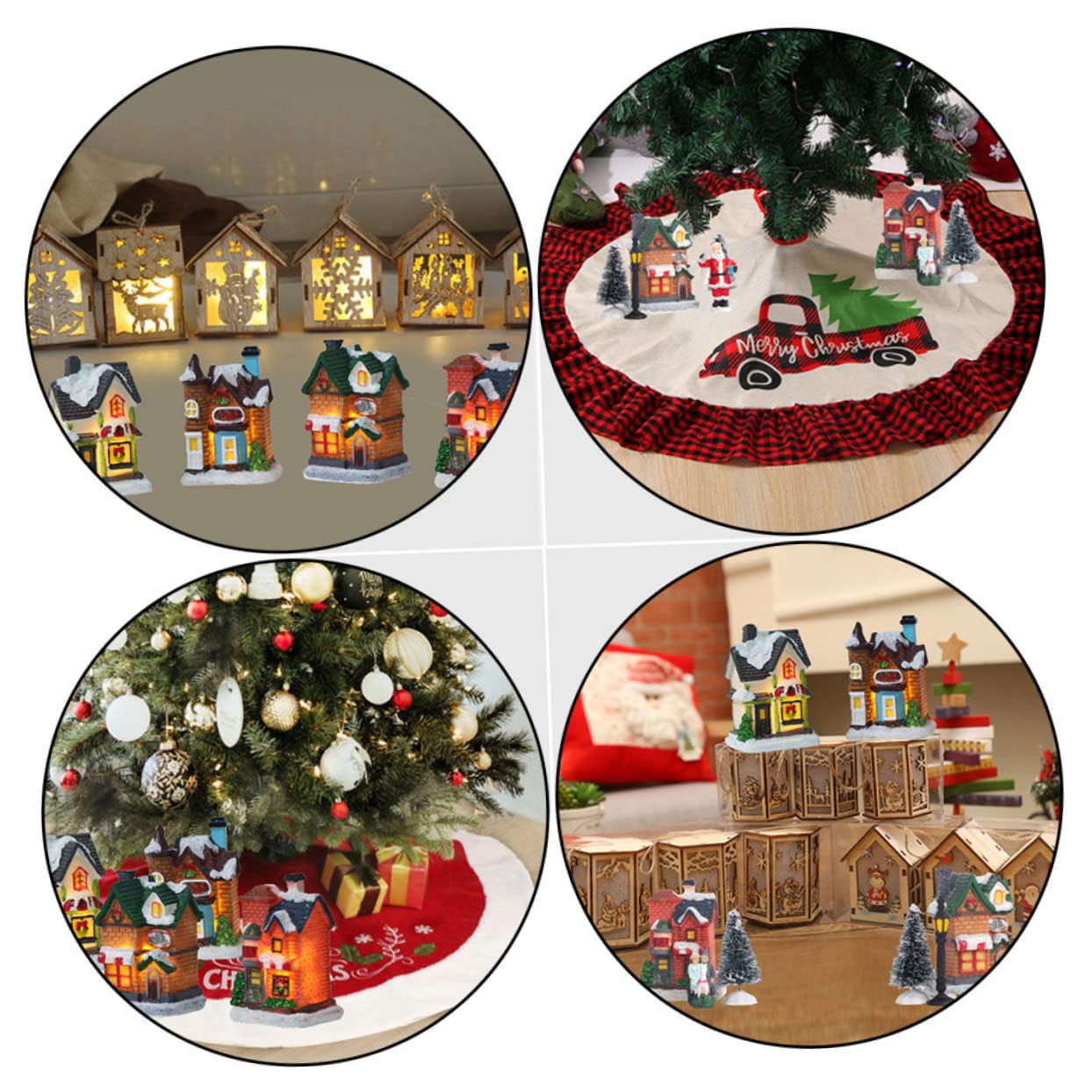 Casetta Di Natale Luci Led in Resina Decorazione Luminosa Da Tavolo Per Feste Di Natale Regalo Per Casa e Ufficio
