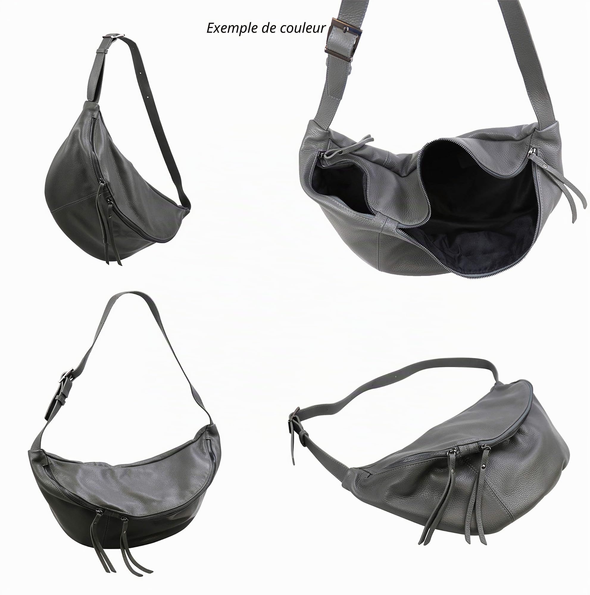 SH Leder Daniela G768 Sac de poitrine, en cuir véritable, unisexe, pour festival, voyage, grand sac à bandoulière, pour femme, 49 x 28 cm