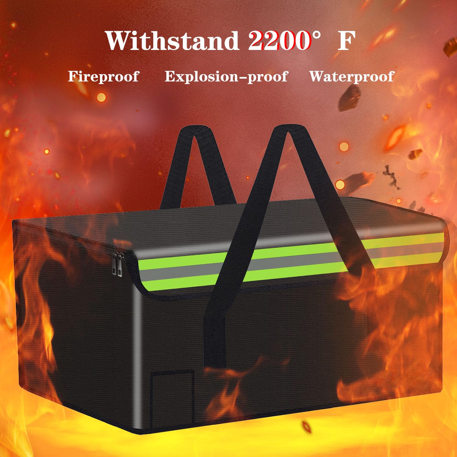 Lipo Safe Tasche, 50 x 35,1 x 30 cm, mit Unterstützung, feuerfeste Tasche für Lipo Akku, Aufbewahrung, Ladetransport, Zuhause, Büro, Reisen, feuerfest, sicher für Bargeld, Wertsachen, Schmuck