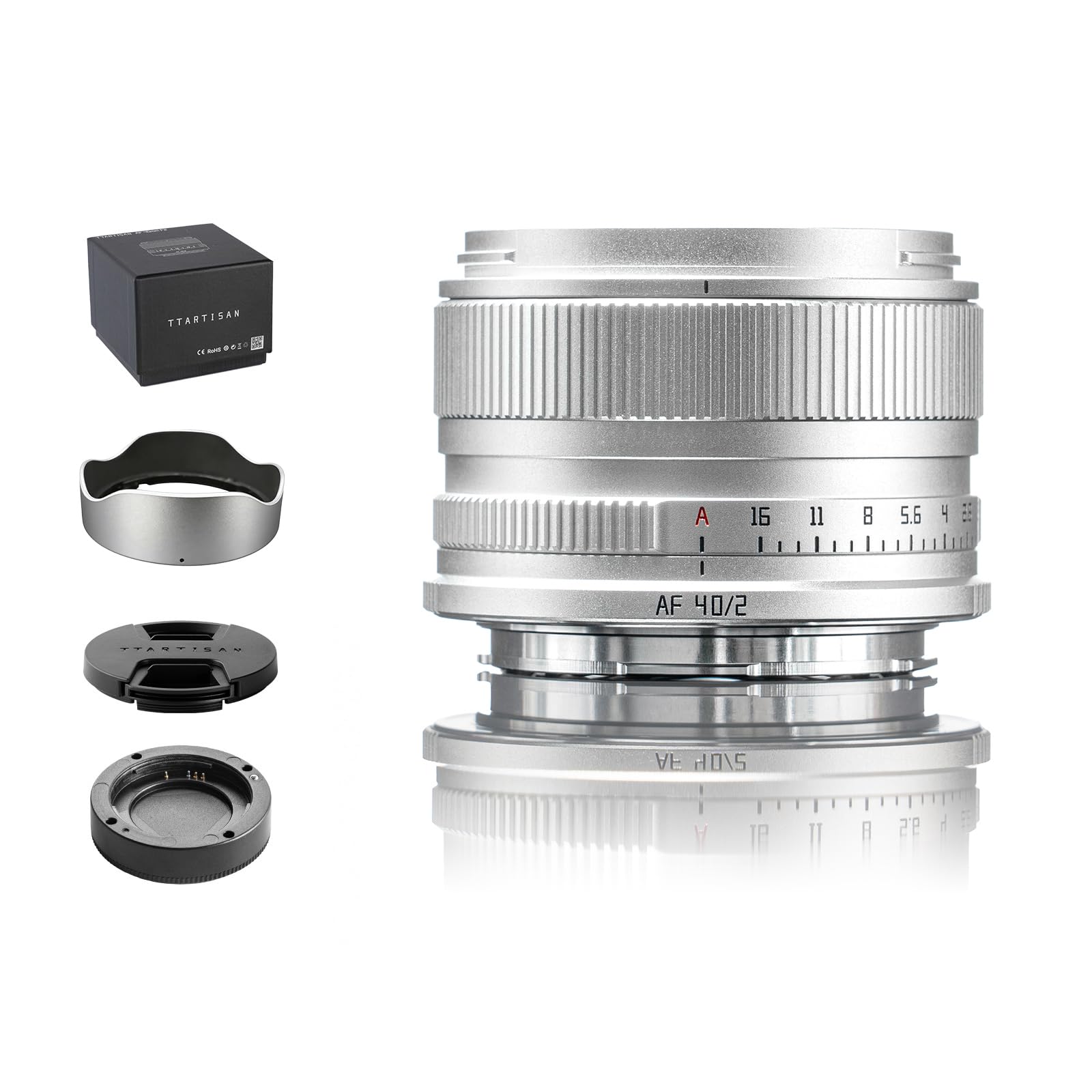 TTARTISAN AF 40mm f/2 Silver for L Mount, Full Frame 40mm f2 Auto