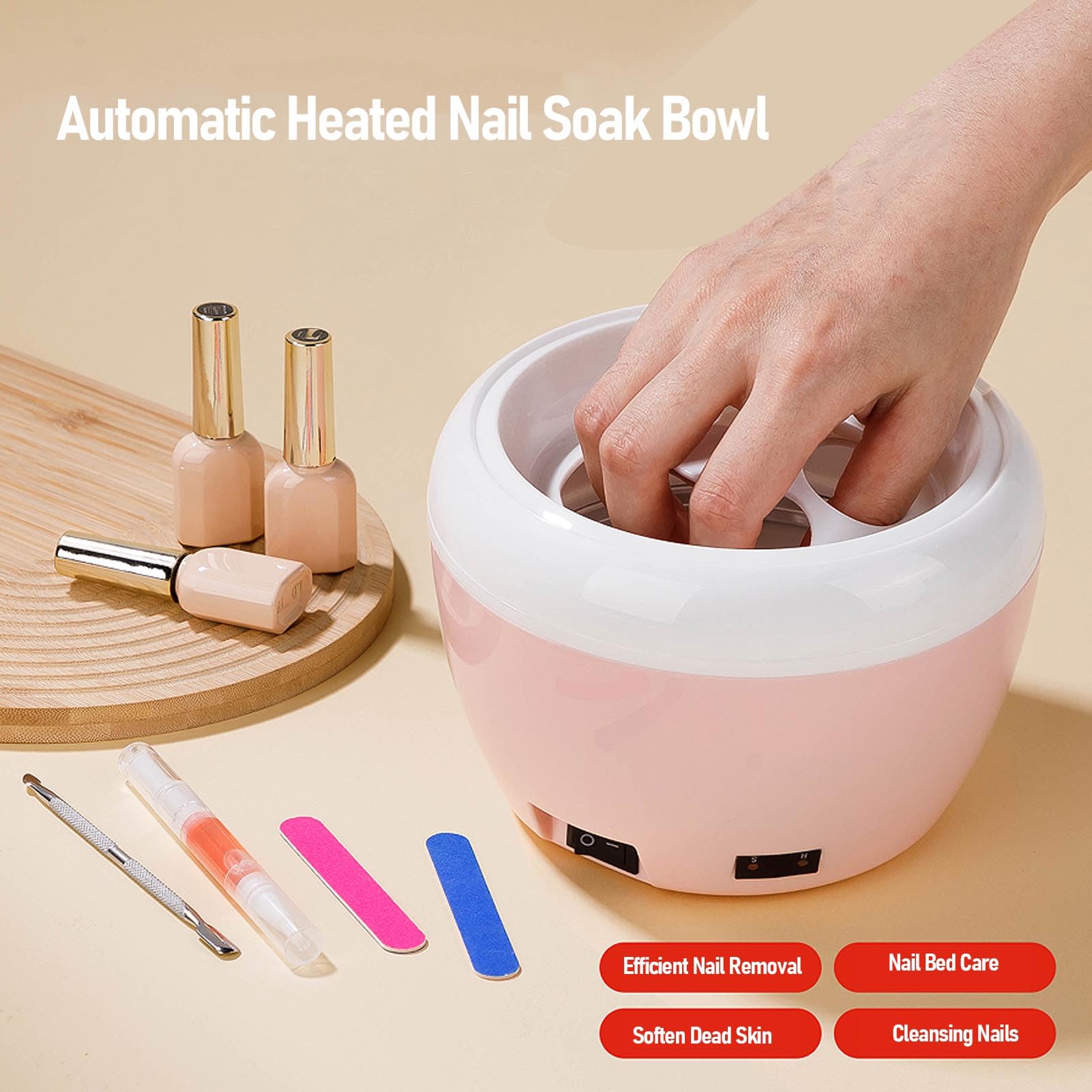 Tazón Eléctrico de Siembra de Uñas, Tazón Gel con Calefacción para Quitar las Uñas con para un Salón Casero (Enchufe de la UE)