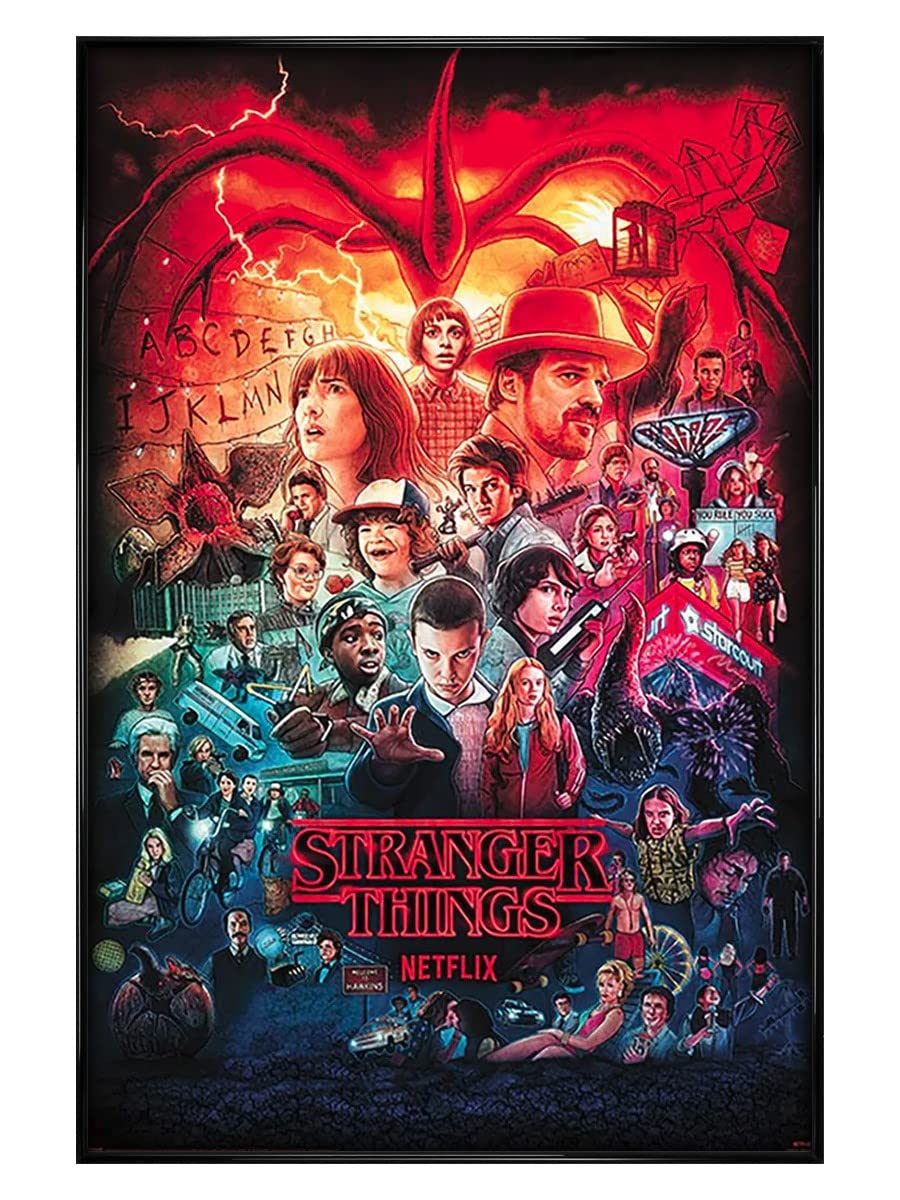 Grindstore Stranger Things Gloss Black Framed Seasons Montage Maxi Poster 61x91.5cm