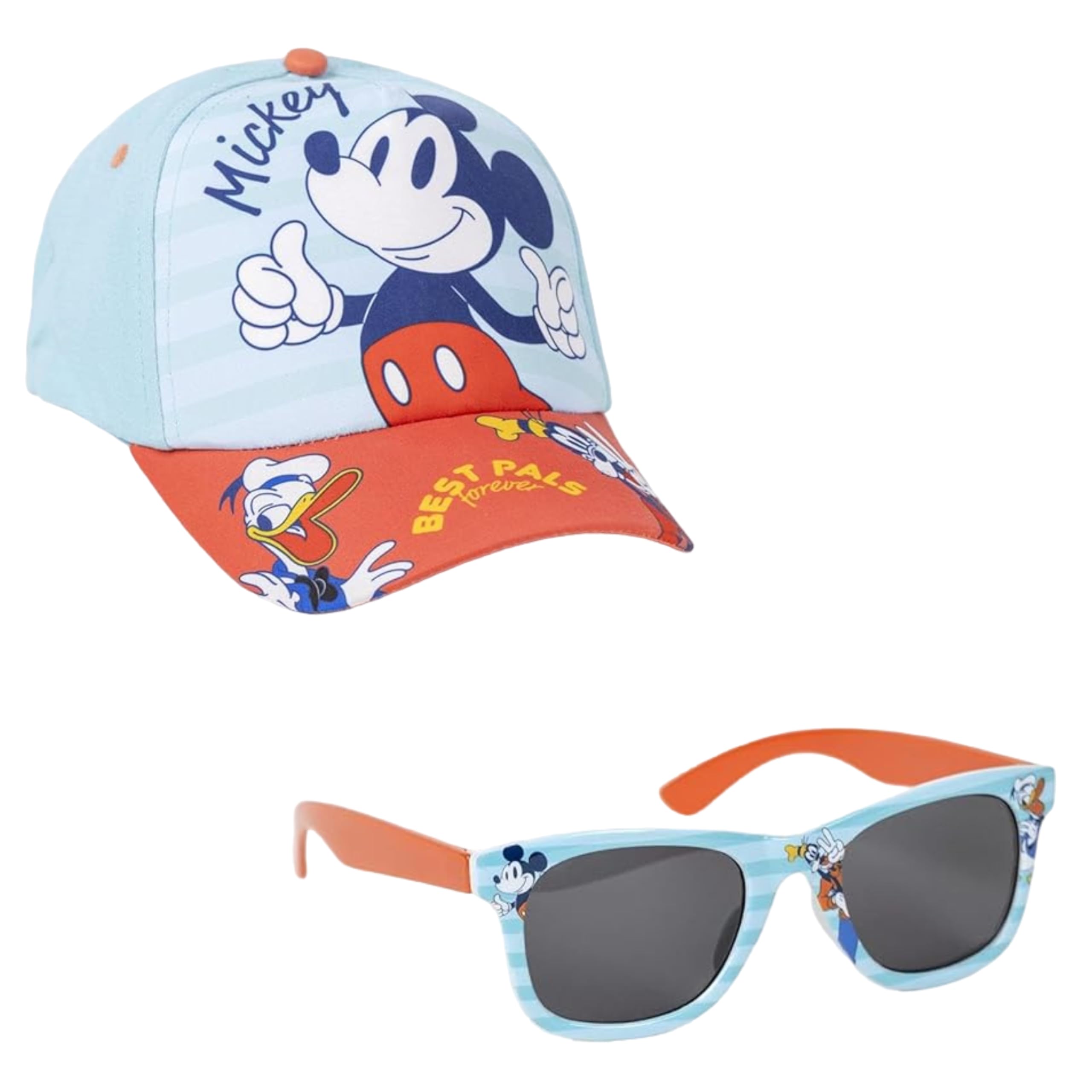 CERDÁ LIFE'S LITTLE MOMENTS Mickey Hat and Sunglasses Set - Blue and Red - UV 400 Protection and Category 3 Filter - Children's Hat with Adjustable Velcro - Original Product Designed in Spain
