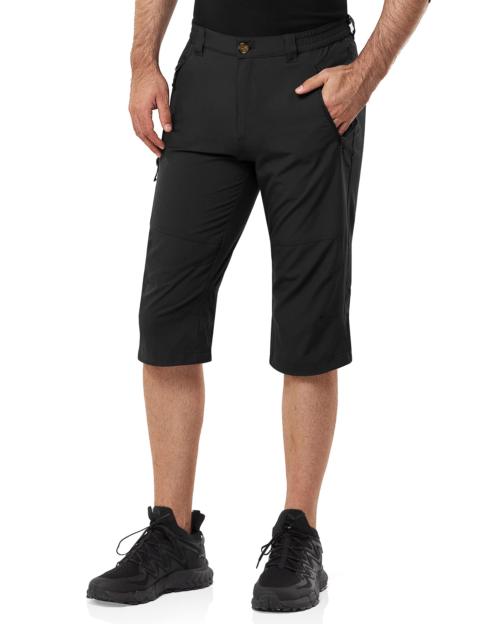 33,000ft Herren 3/4 Hose Cargo Shorts Kurze Wanderhose Stretch Leichte Radhose Sommer Capri Dreiviertel Hose Outdoor Shorts UPF 50+ mit Viele Taschen für Wandern Laufen Radfahren