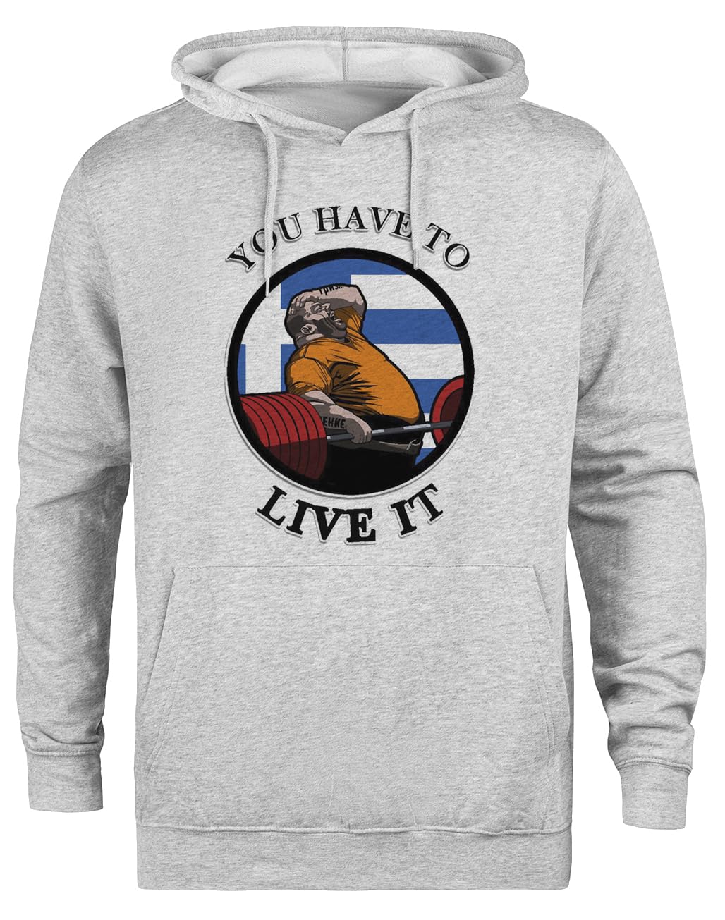 Kyriakos Grizzly You Have To Live It Greece Powerlifting Motivation Felpa con Cappuccio Grigia Unisex Giacca con Cappuccio Ecologica