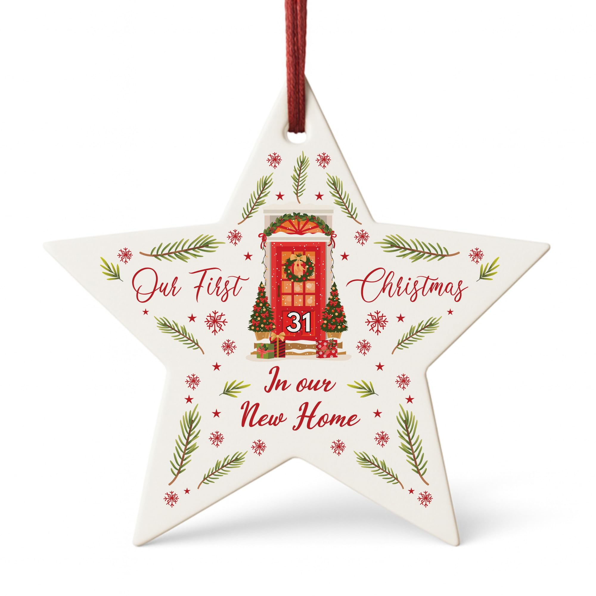 Red Ocean 1st Christmas In Our New Home Bauble Personalised Acrylic Star For Christmas Tree For Couple Family Friend New Home Ornament Keepsake