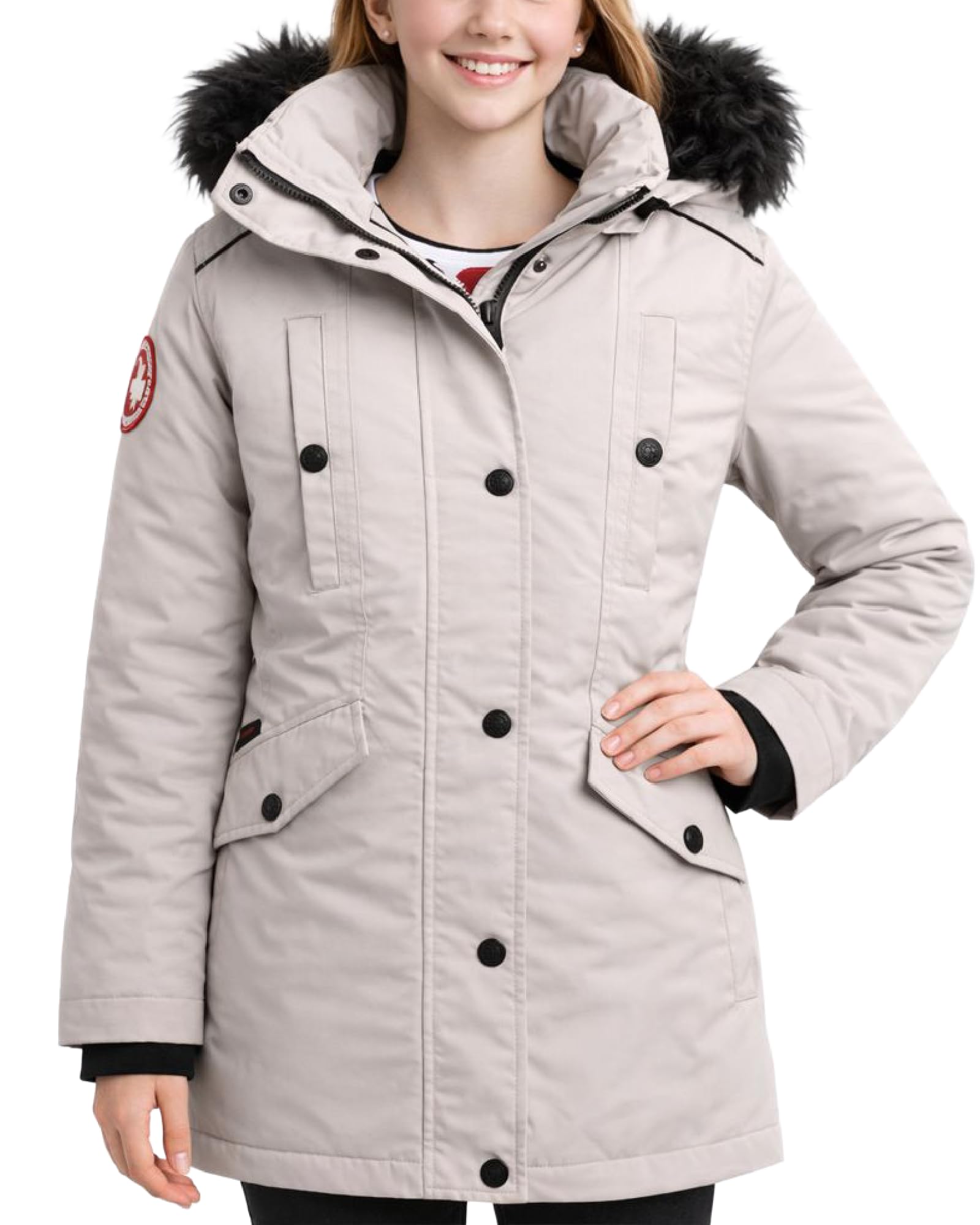 CANADA WEATHER GEAR Girls Winter Coat - Long Length Faux Fur Puffer Ski Jacket Water &amp; Wind Resistant Insulated Fleece Parka