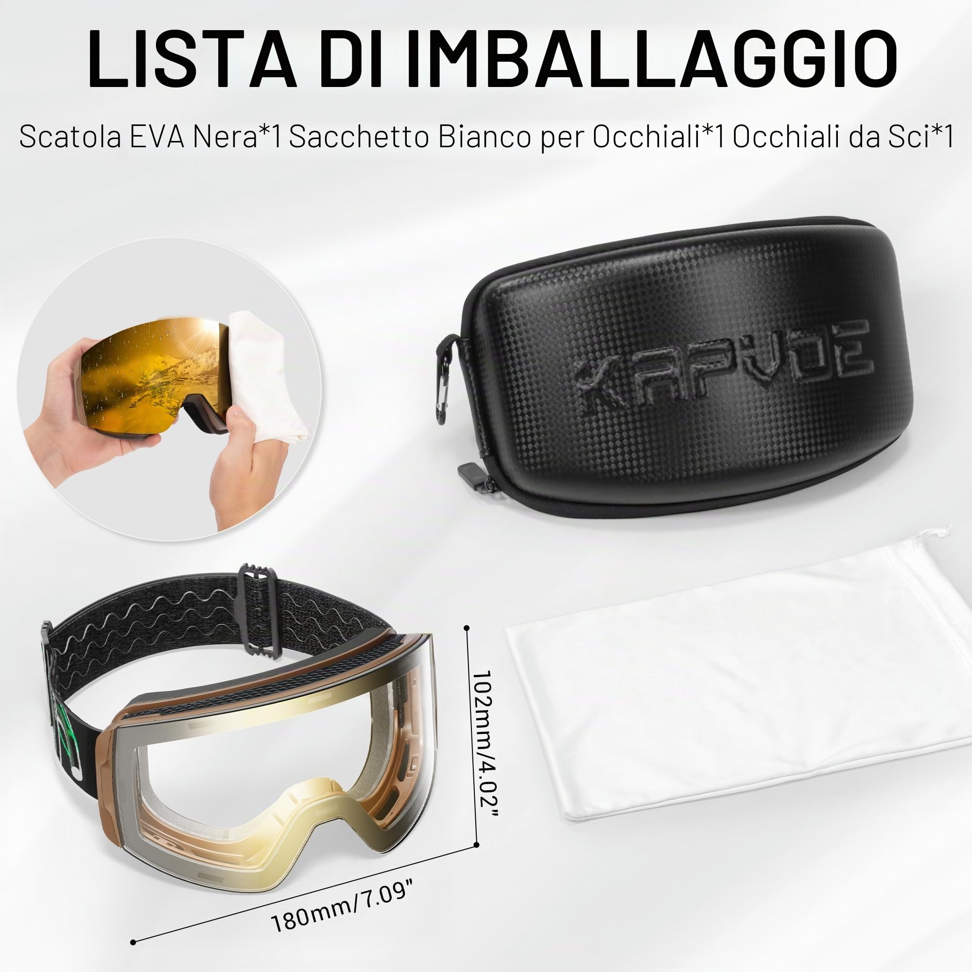 KAPVOE Maschera da Sci Fotocromatica con OTG Lenti Magnetiche, Antifog, Protezione UV400, Compatibile con Caschi K0718