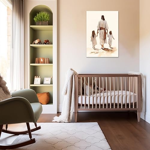 Vista 116 de Arte de pared de Jesús y el niño, póster minimalista bohemio cristiano, lienzo para pared, imagen abstracta de Jesús, arte cristiano religioso Jesús