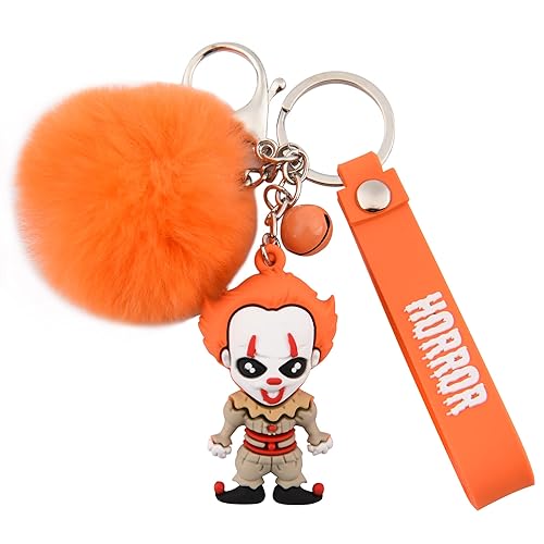 Women Men Halloween Keychain Horror Movie Keychains Small Bell for