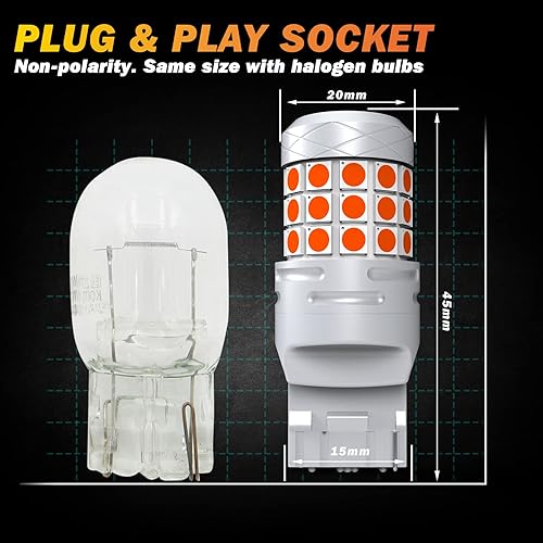 Miniatura 6 de Cenmoll Bombilla LED roja 582 W21W 7440, súper brillante, 40 W, 2000 lúmenes, 12 V-24 V, Canbus, libre de errores, WY21W 582 W21W, para luz de