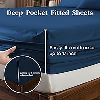 Vista 59 de HENGWEITEXT 18 Inch Cal King Sheets Deep Pocket,4 Piece Sheet Set Breathable and Cooling,Microfiber Sheet Set Deep Pocket,Wrinkle Free Shrinkage &