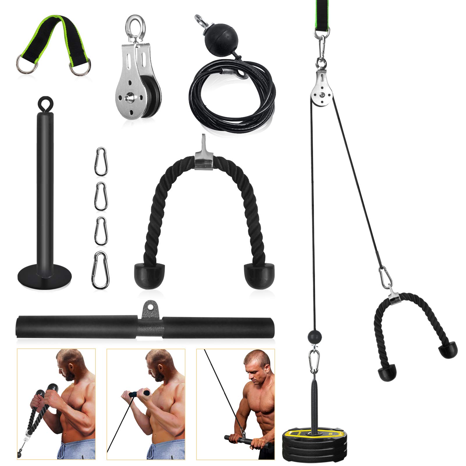 Buy FASPUP Triceps Pulley Cable System Set with Single Handle Bar and