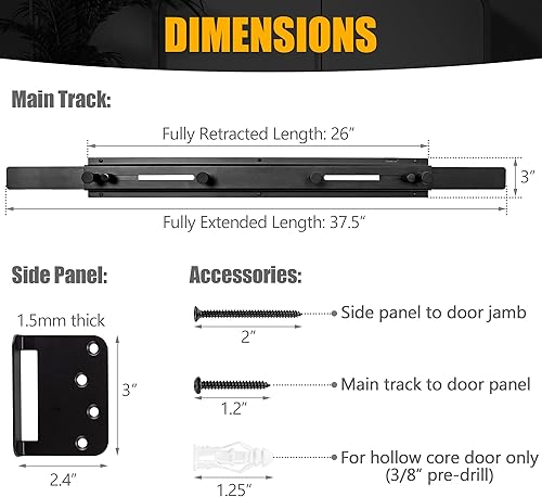 Miniatura 5 de Sihnman Cerradura de barra de puerta  Barra de seguridad patentada para puerta  Mejora de seguridad en el hogar, refuerzo de puerta, a prueba de