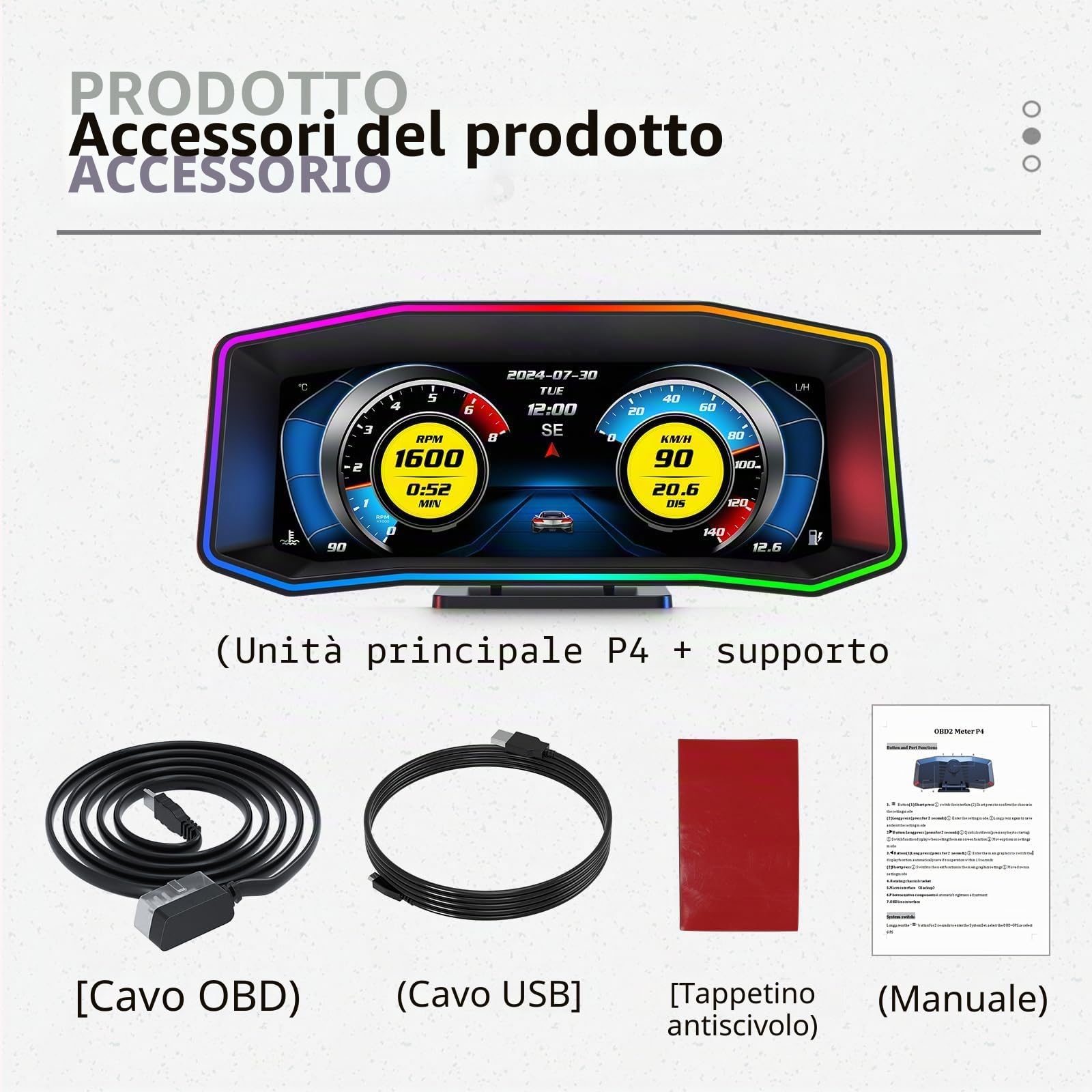 Auto Heads Up Display, Auto HUD P4, OBD+GPS Strumento intelligente, Tachimetro auto, Auto Speed Limit Heads Up Display, applicabile ai veicoli prodotti dopo il 2008