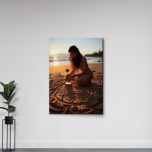 Miniatura 3 de Yoga Wall Art, Canvas Prints Yoga Meditation Studio Room Decorations Tie Dye Hippie Psychedelic Poster with Frame Meditating Peace Wall Art Hanging