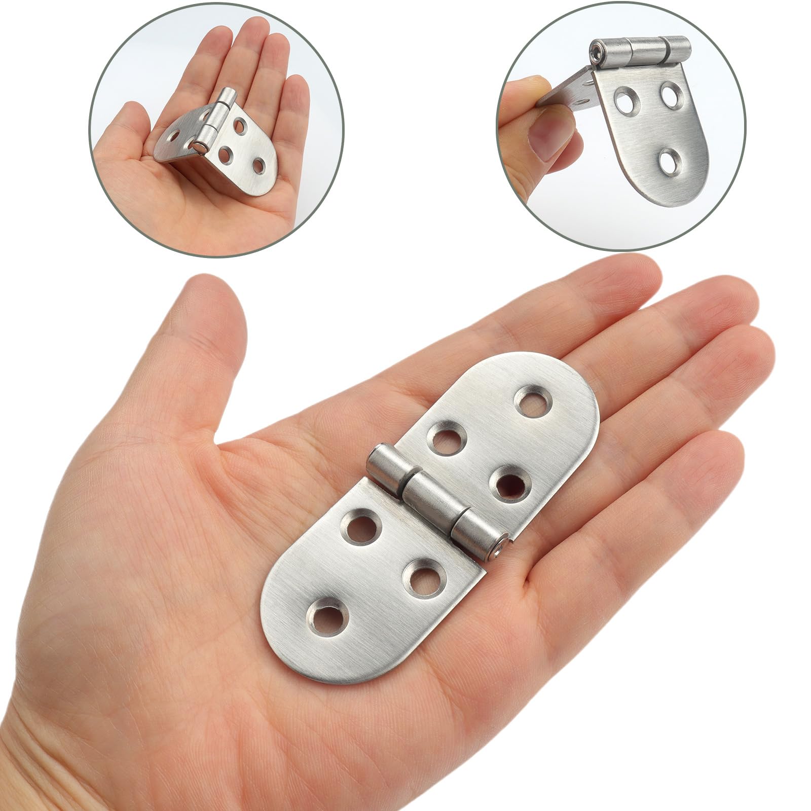 Roellgs 4 Pieces Folding Flap Hinges, Folding Table Butler Tray Flap Hinges, Stainless Steel with Screws for Cabinet Furniture (Silver) - Image 2