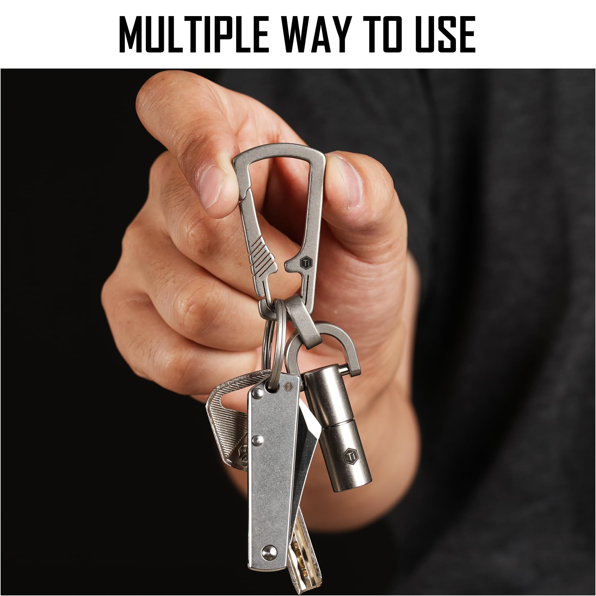 KeyUnity EDC Titanium D-Ring EDC Brelok do kluczy z karabińczykiem Quick Release dla mężczyzn