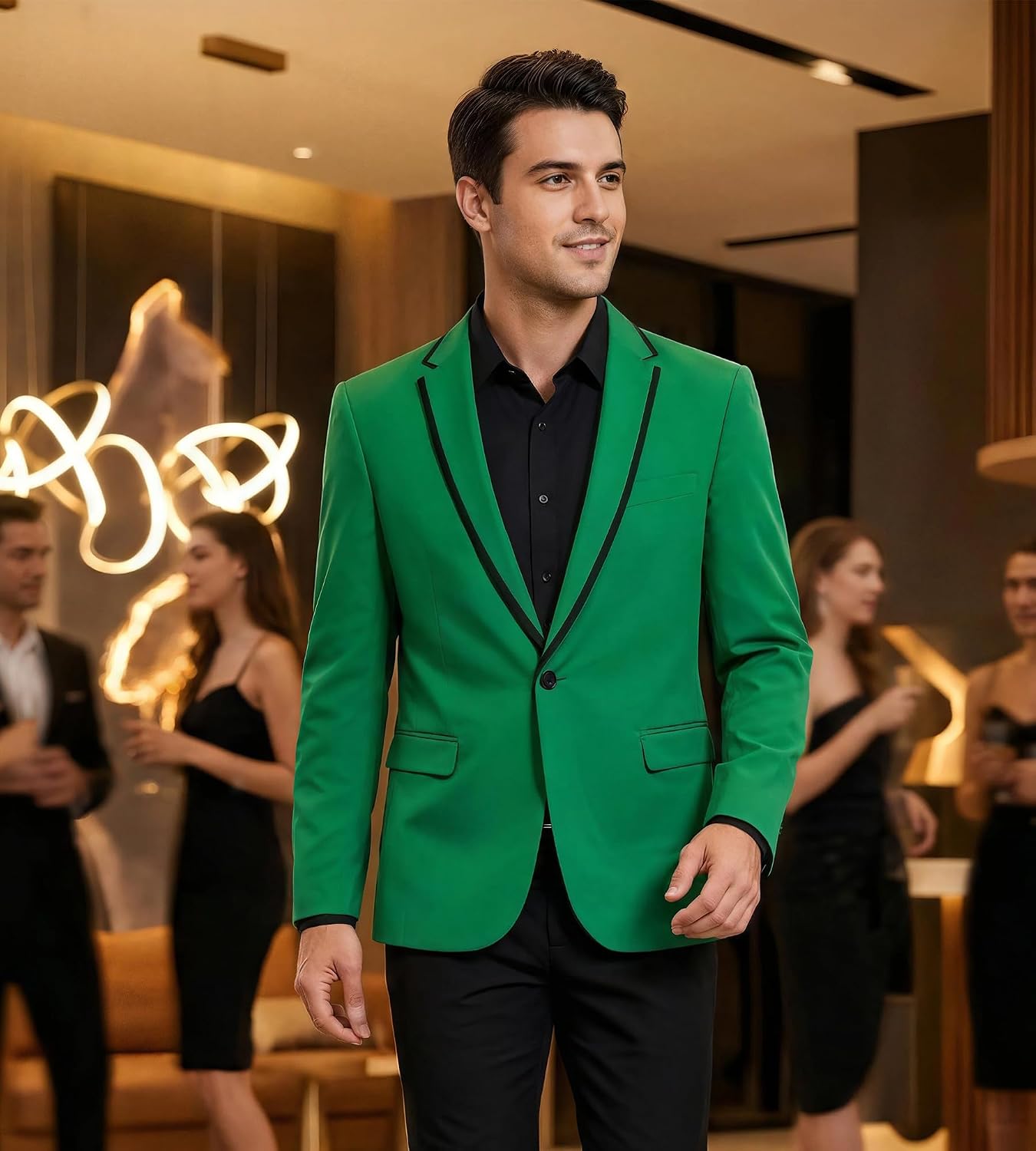 Cloudstyle Mens Casual Slim Fit Suit Jacket 1 Button Daily Blazer Business Sport Coat Tops
