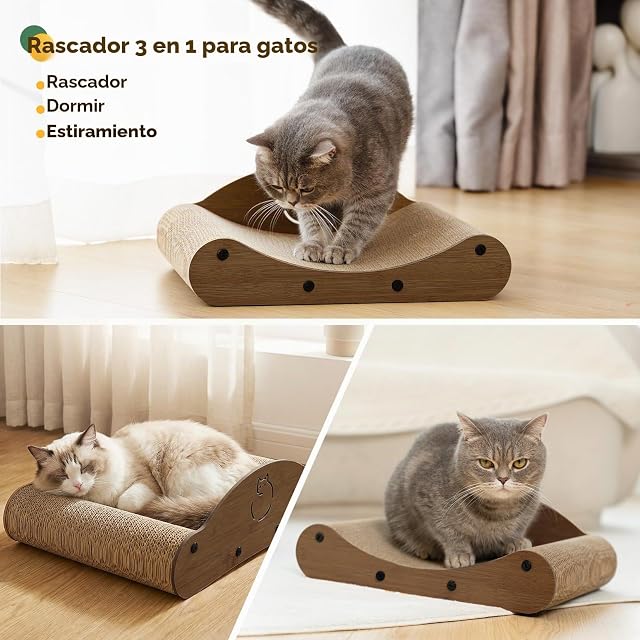 Foto 2 de 8 de Gimars Rascador para Gatos de Cartón Ondulado en Forma de Sofá, Cama y Mueble Rascador, Protección de Muebles