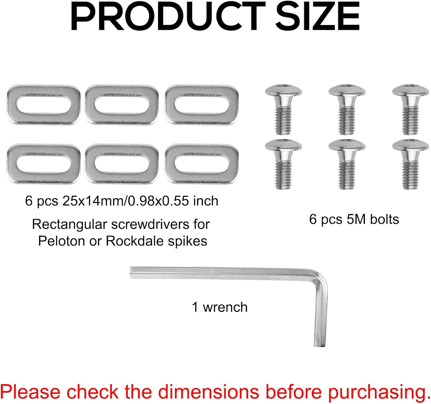 Replacement Bolts Screws Washers for Delta Cleats, Bike Parts Metal Replacement Accessories Cleat Screws with Wrench & Washers for Indoor Outdoor Bicycle Shoes