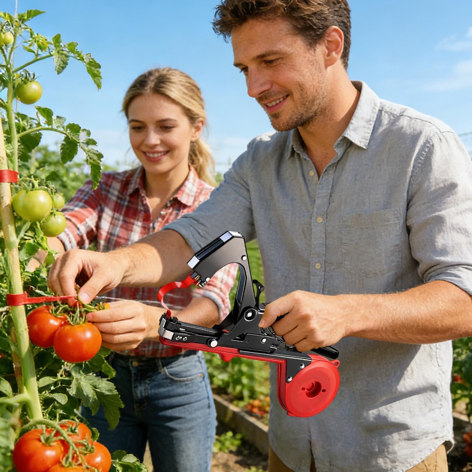 Máquina atadora de vides – Herramienta ergonómica de mano de trabajo resistente para ahorro de mano de obra, herramienta de cinta de ramas de soporte floral – para vid, tomate, pepino, uva, pimientos