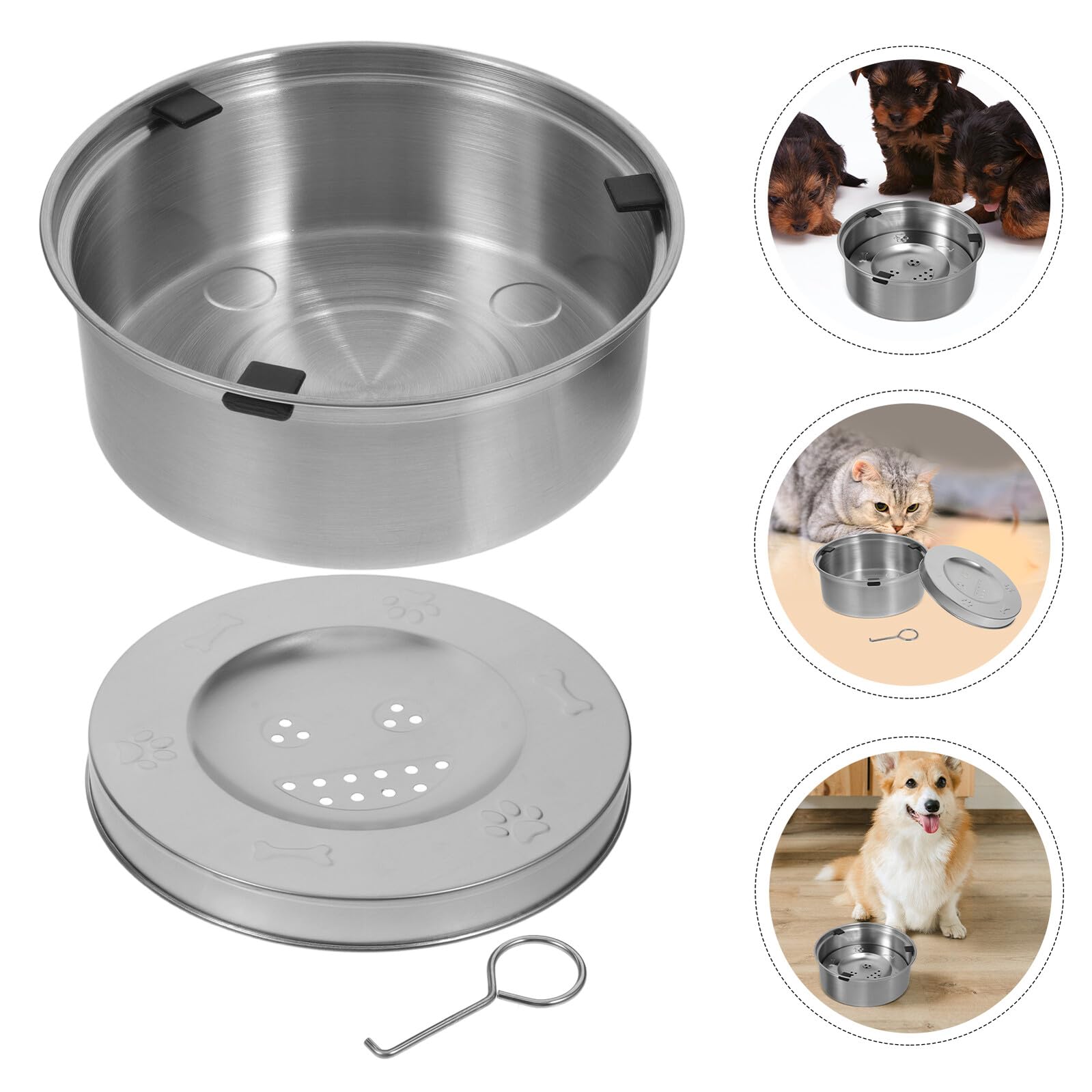 Auslaufsicherer Hunde Wassernapf mit Schwimmfunktion aus Edelstahl, Silber | Langsam Trinkendes Design, Geeignet für Katze und Hund, Kompakte Form für Täglichen Einsatz