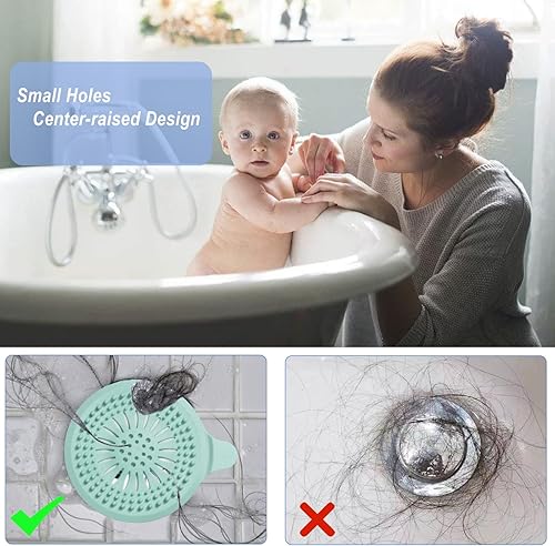 Miniatura 6 de Recogedor de pelo de drenaje, cubierta de drenaje de ducha de silicona duradera para baño, fregadero, ducha, bañera (paquete de 5)