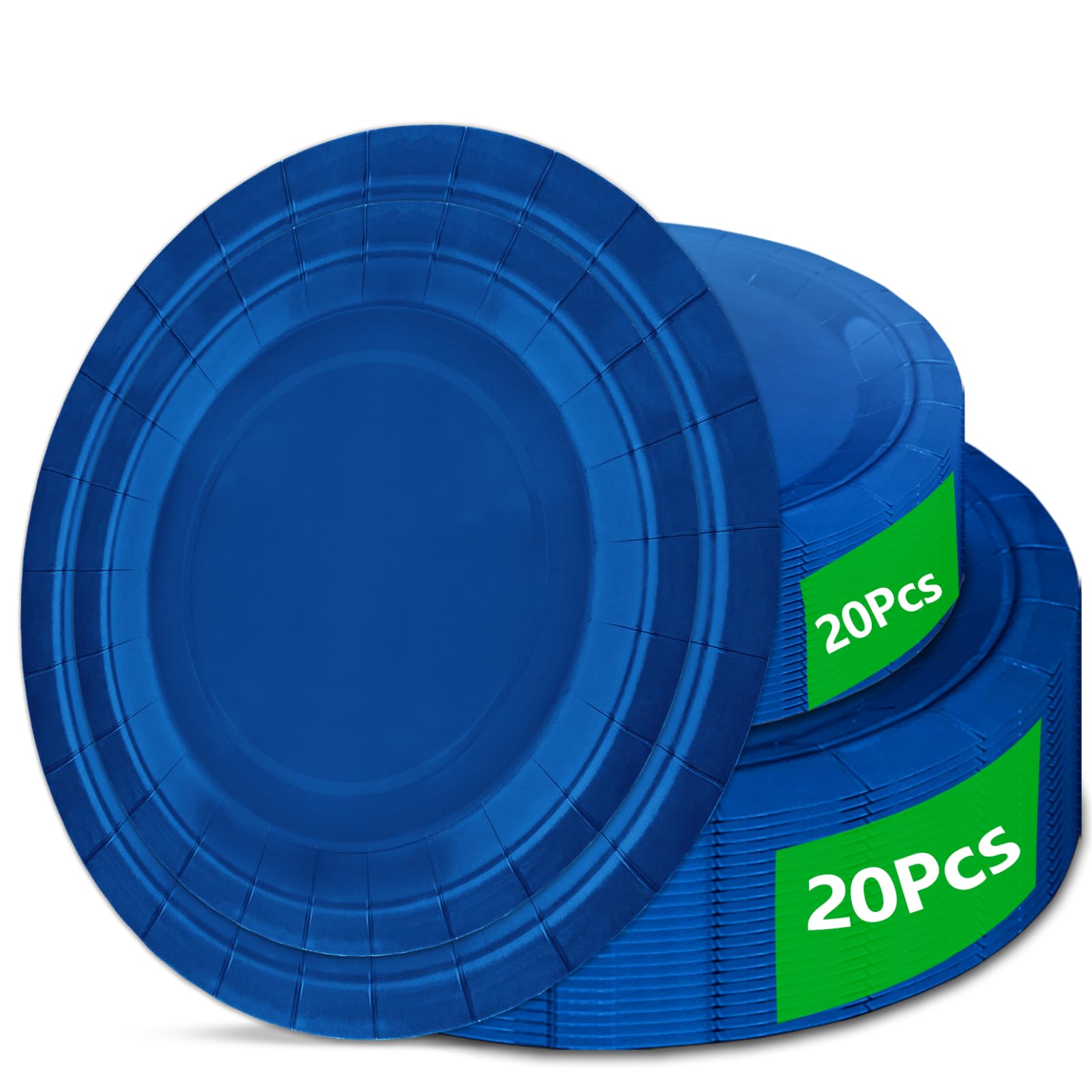 40Pcs Disposable Paper Plates Blue,Including 20pcs 9" and 20pcs 7" Plates,Strong and Sturdy Disposable Plates for Party, Dinner, Holiday, Picnic,
