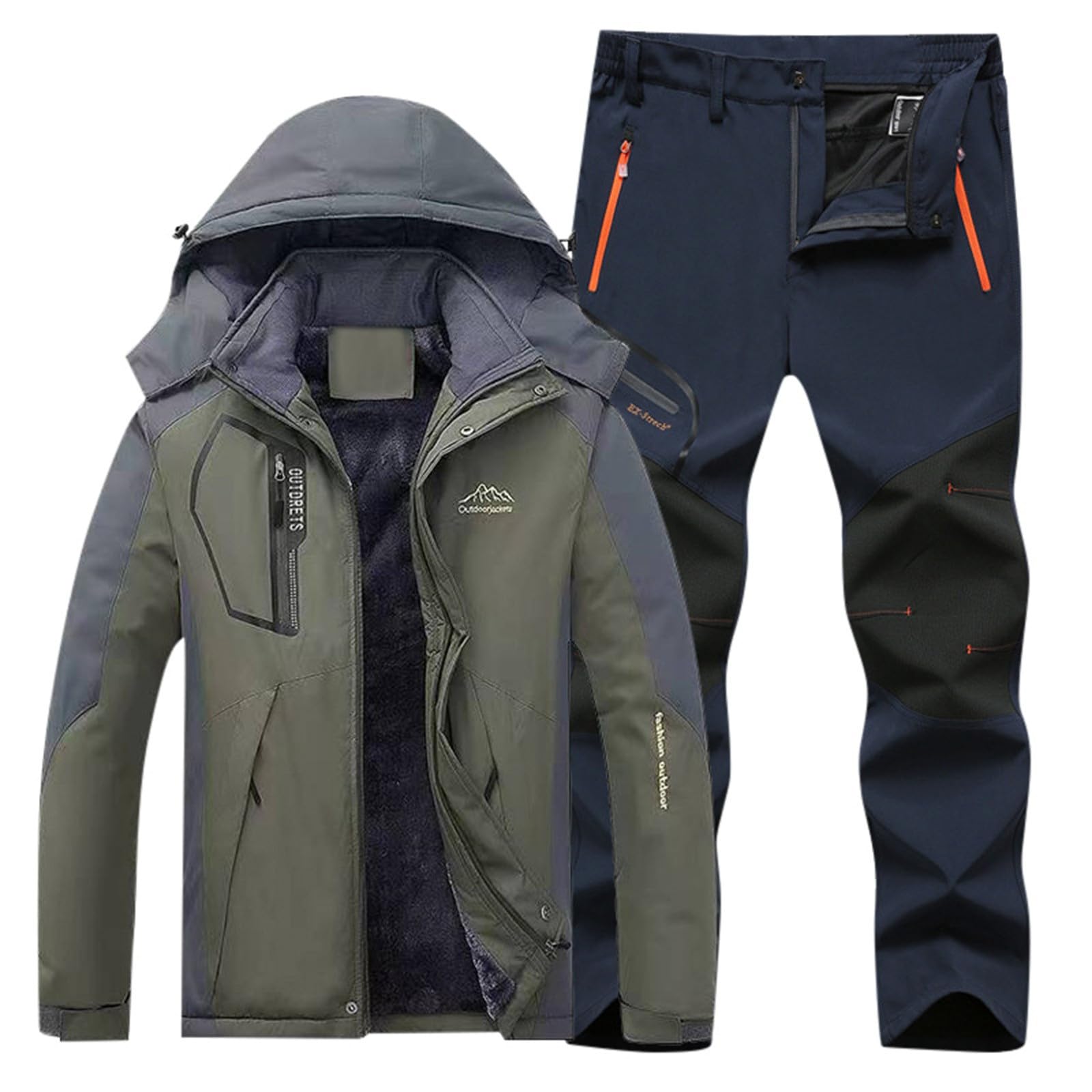 Generisch Traje de esquí térmico para hombre con forro polar, traje de nieve para invierno, equipo de senderismo, impermeable y cortavientos
